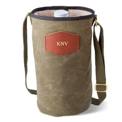 Personalized Waxed Canvas Field Tan Growler Carrier